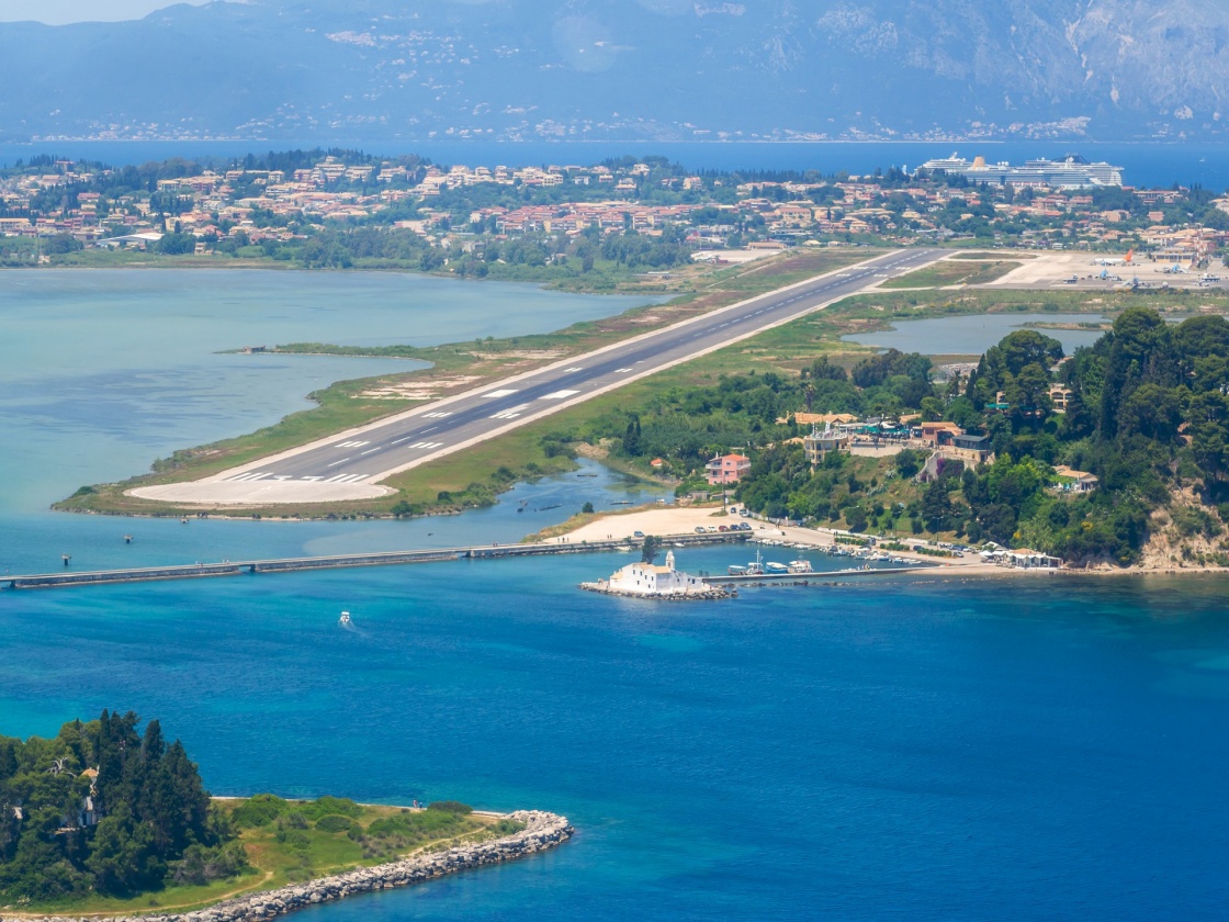 'Aerial view of Corfu airport in Greece' - Κέρκυρα